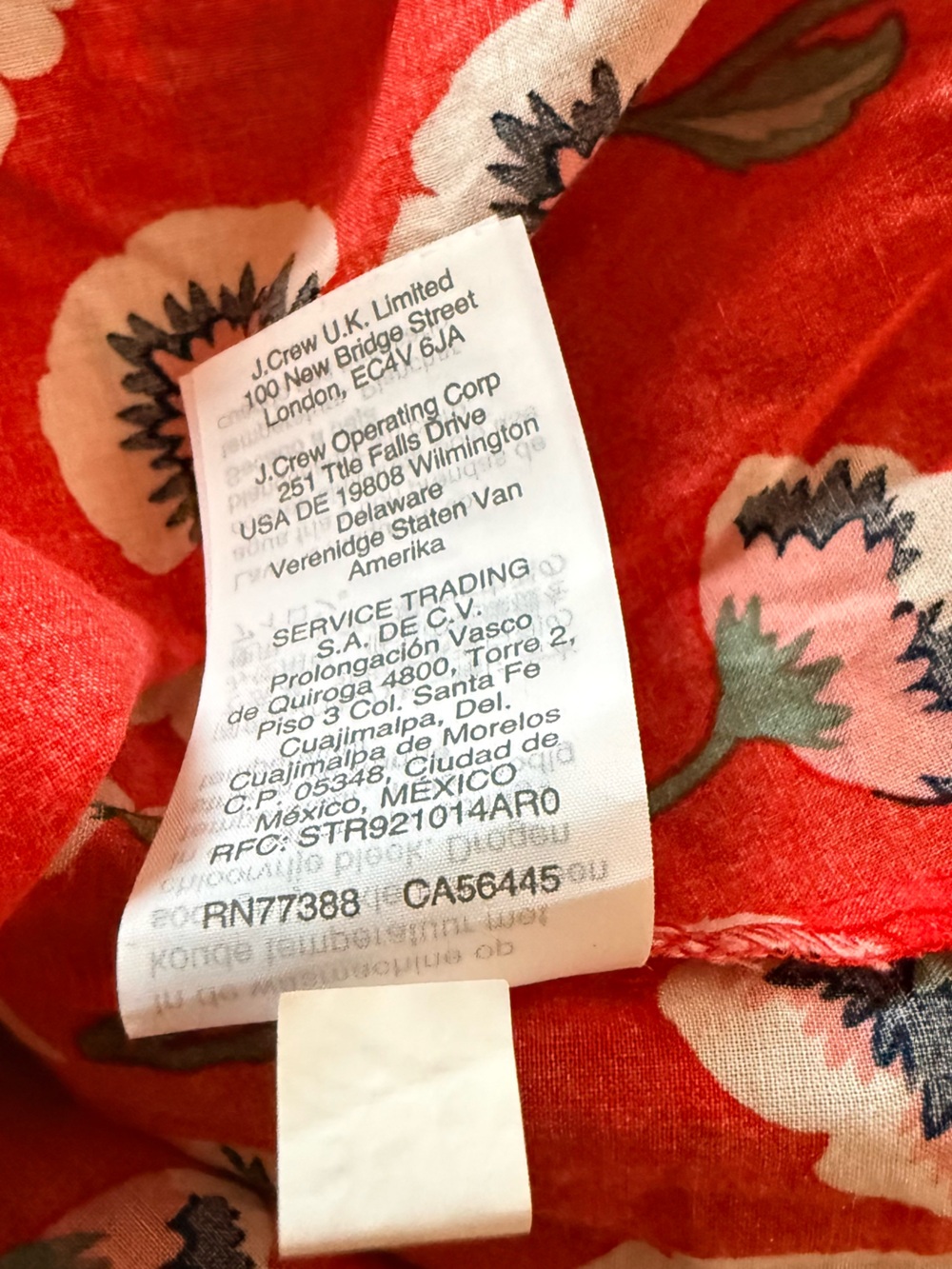 J. Crew Floral Tie Front Cotton Blouse Red Pink Short Sleeve Summer Cottagecore - Picture 11 of 11
